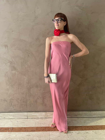 Vestito satin lungo - Haveone