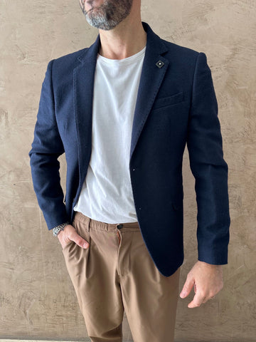 Giacca blazer in lana blu - Exibit