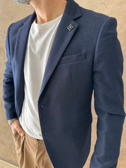 Giacca blazer in lana blu - Exibit