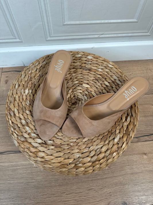 Sandalo Mule suede cammello - Ovye