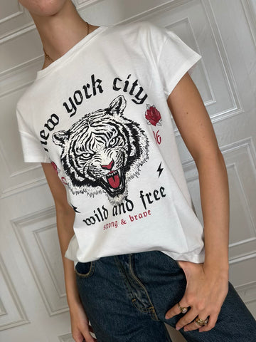T-shirt New York tigre bianca - Susymix