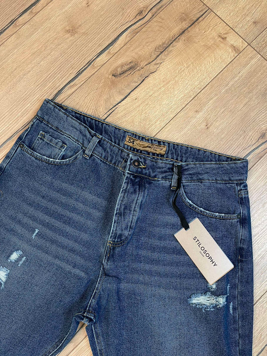 Jeans denim carrot fit rotture - Stilosophy