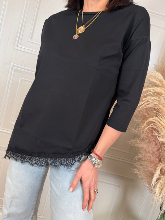 T-shirt asimmetrica pizzo - SusyMix