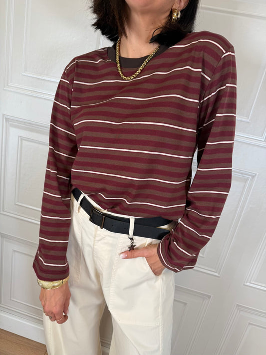 T-shirt righe campana bordeaux - Susymix