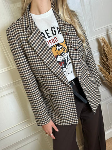 Blazer lana pied de poule spille pietre - Tensione in