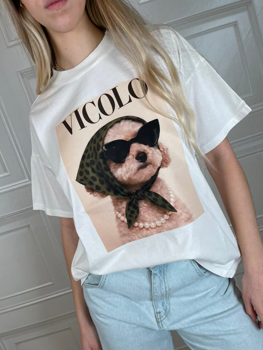 T-shirt barboncino occhiali - Vicolo