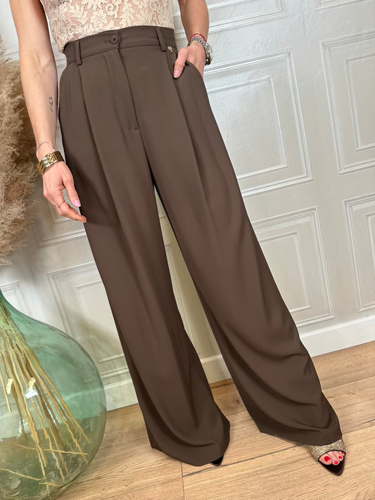 Pantaloni a gamba larga con piega - Philia Loft
