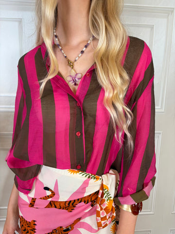 Camicia righe fucsia e moro - Haveone