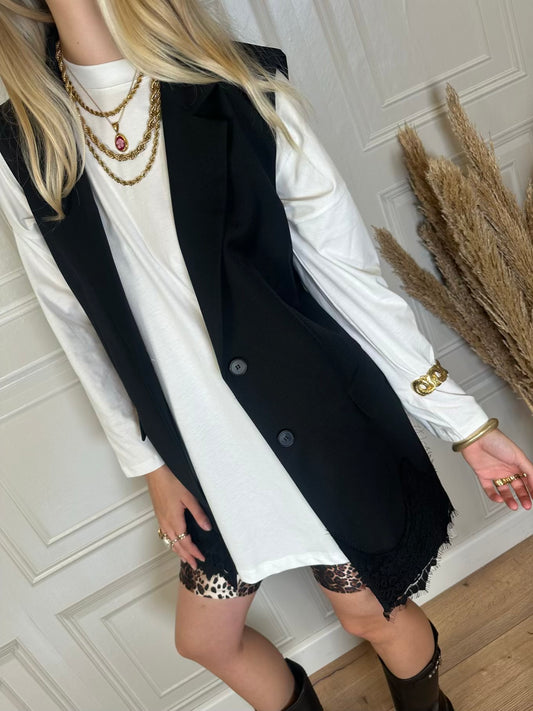 Gilet nero pizzo - Vicolo