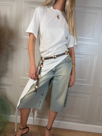 T- shirt asimmetrica con arriccio - Haveone