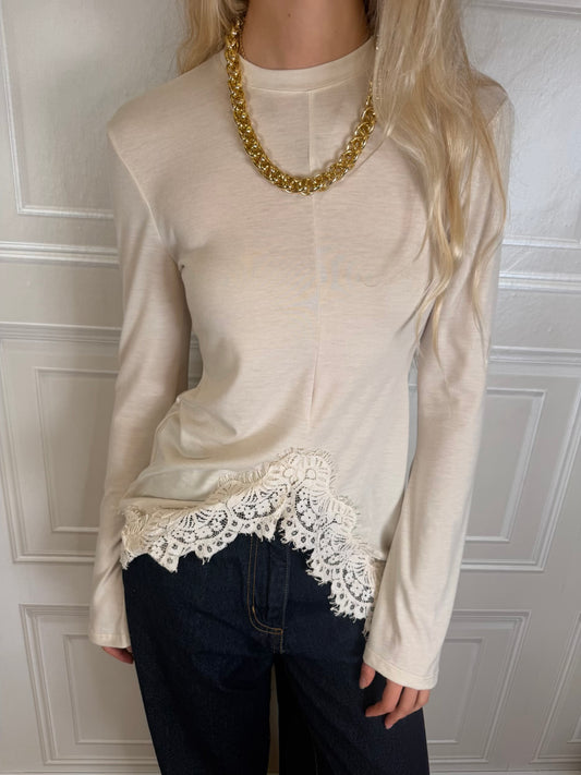 T-shirt inserto pizzo burro - Haveone