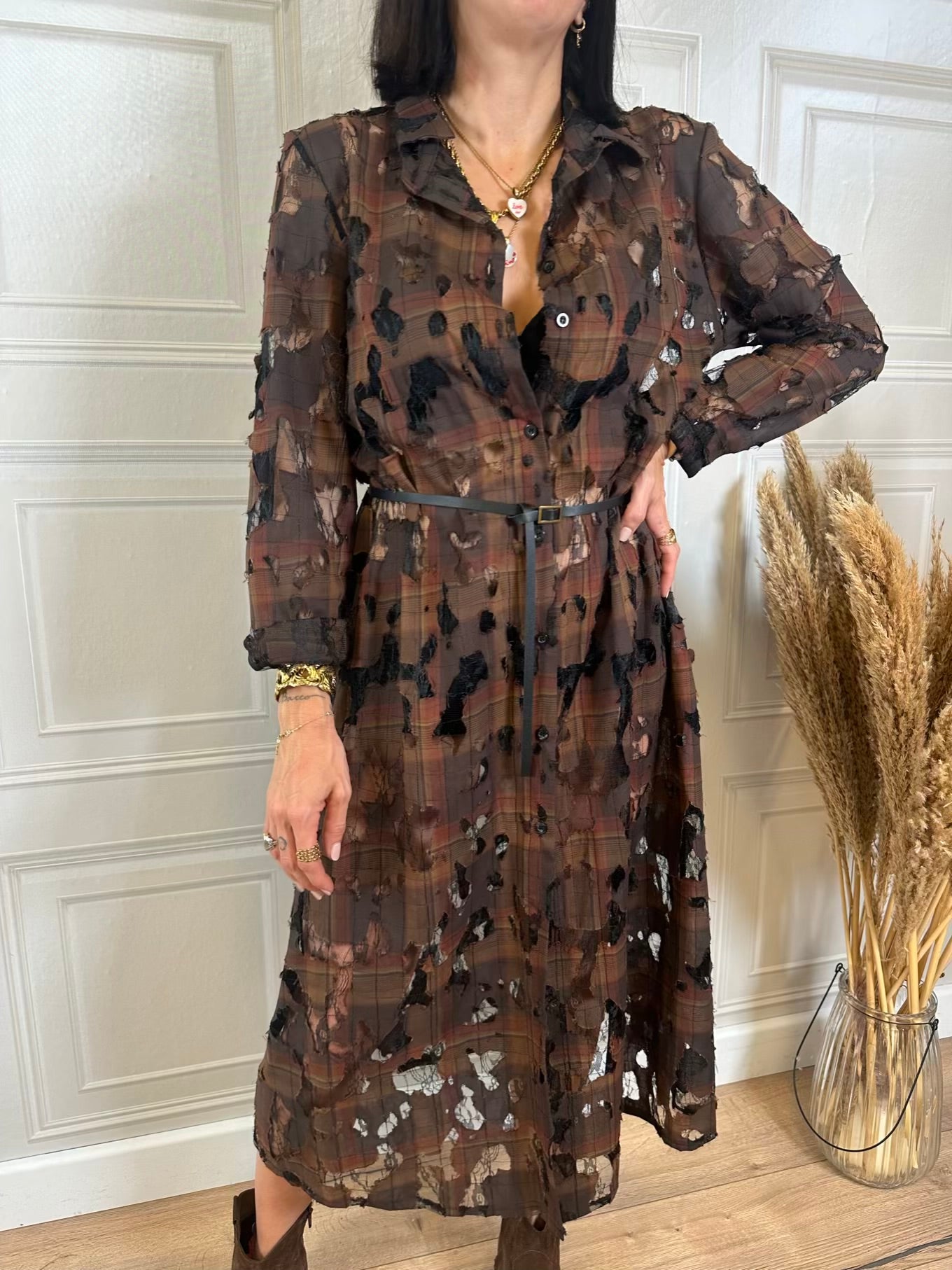 Abito check devore Susymix