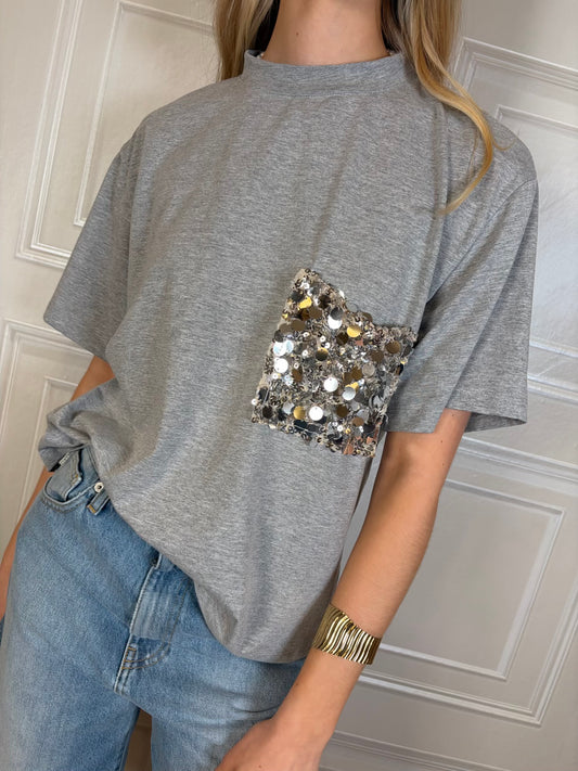 T-shirt tasca paillettes - Tensione In