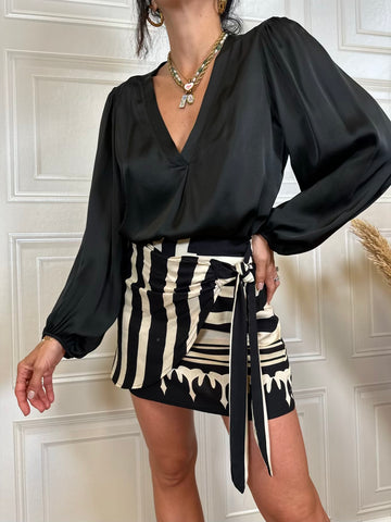 Camicia in raso di viscosa scollo a V - HaveOne