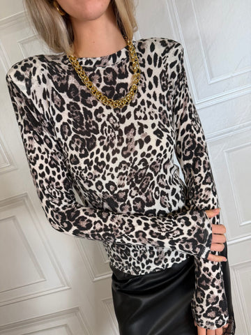 Maglia modal e lana spalline maculata - Haveone