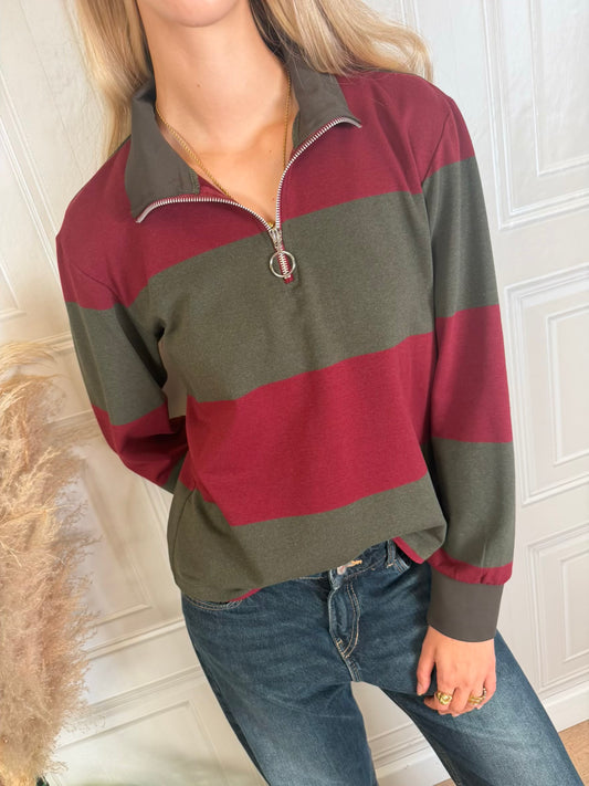 Polo rigata bordeaux e verde militare - Vicolo