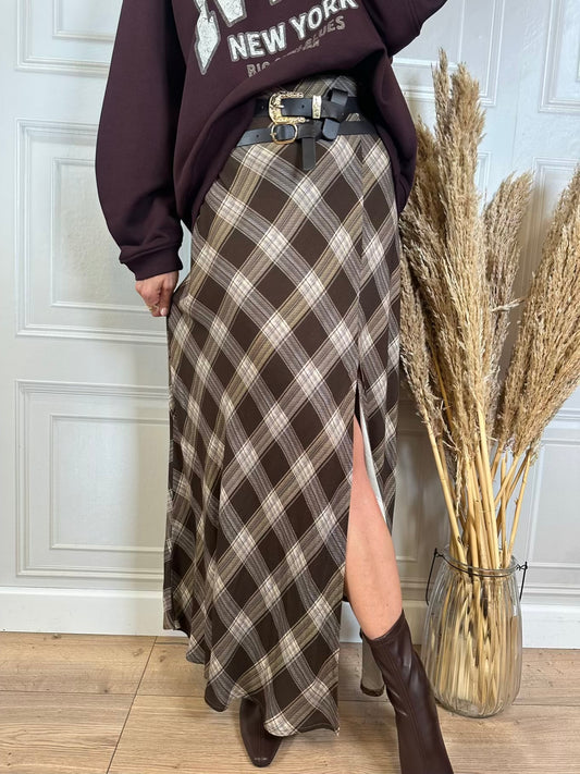 Longuette check cinturine spacco - Haveone