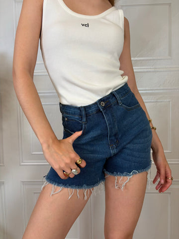 Shorts sfrangiato denim scuro - SusyMix