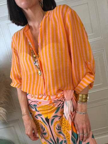 Camicia righe rosa e arancio - Haveone