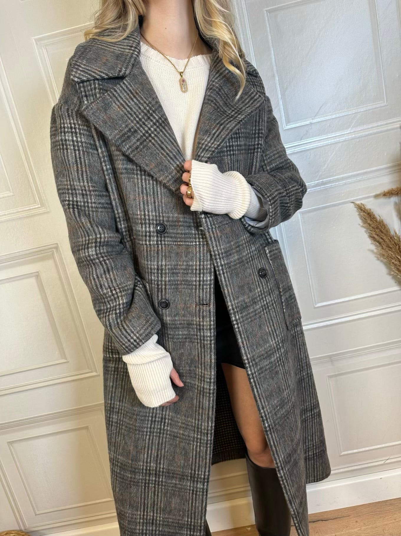 Cappotto check grigio - Haveone
