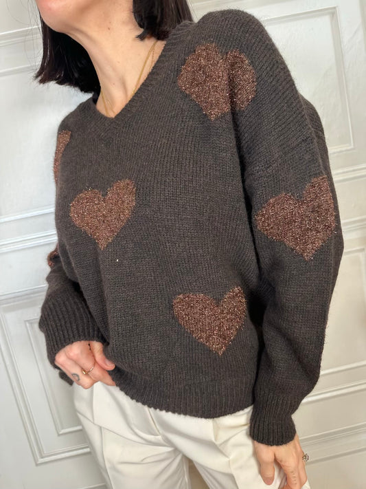 Maglione cuori lurex - Kikisix