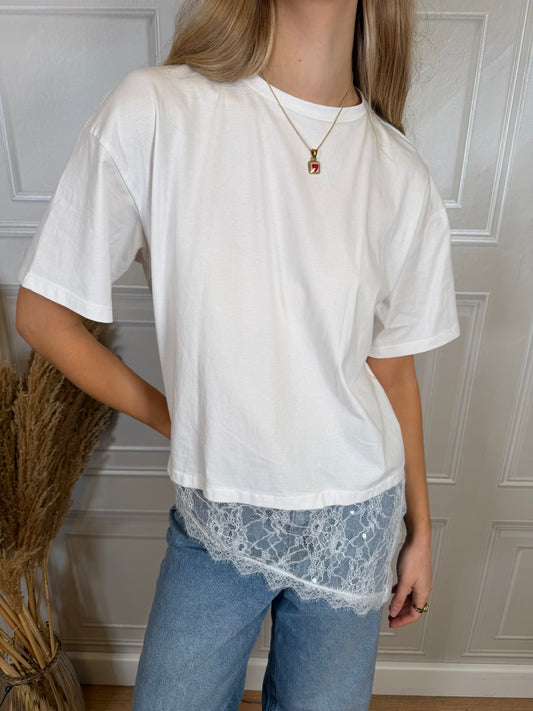 T-shirt fondo pizzo e paillettes - Kikisix