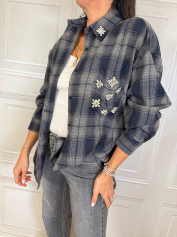 Camicia check cabochon blu - Vicolo