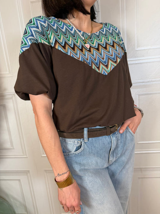 T-shirt crop moro fantasia etnica - Tensione In