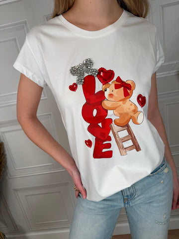 T-shirt orsacchiotto ricamo strass - Vicolo