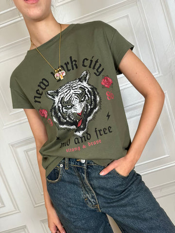 T-shirt New York tigre verde - Susymix