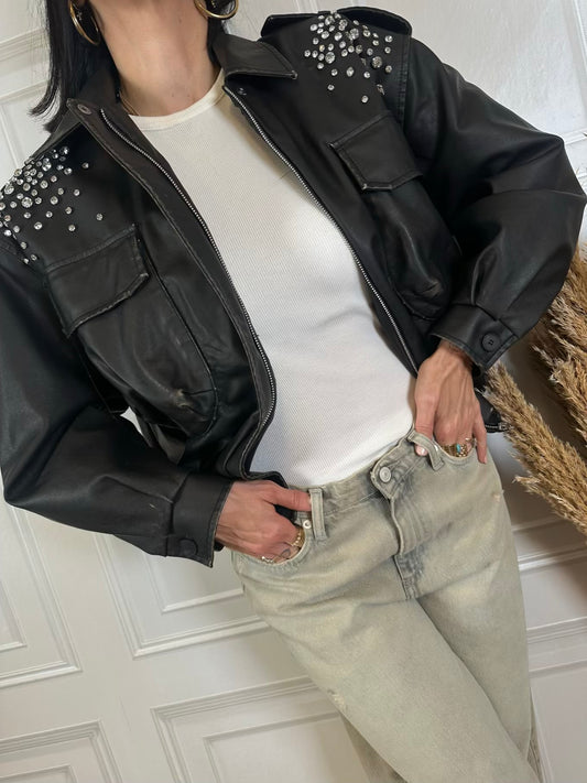 Bomber ecopelle strass - Haveone