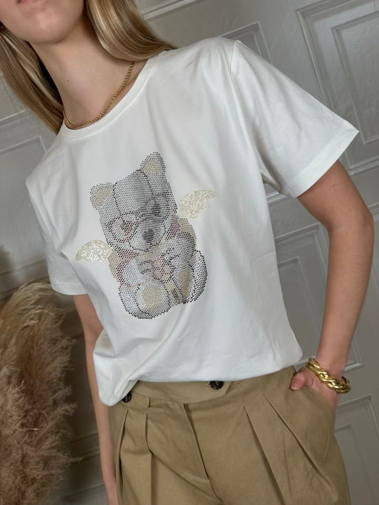 T-shirt orsetto strass - Kikisix