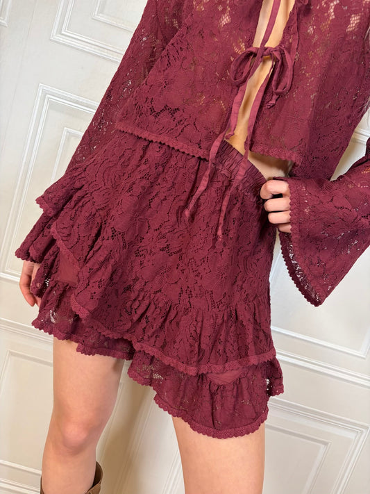 Shorts in pizzo balze rosso india - Kikisix