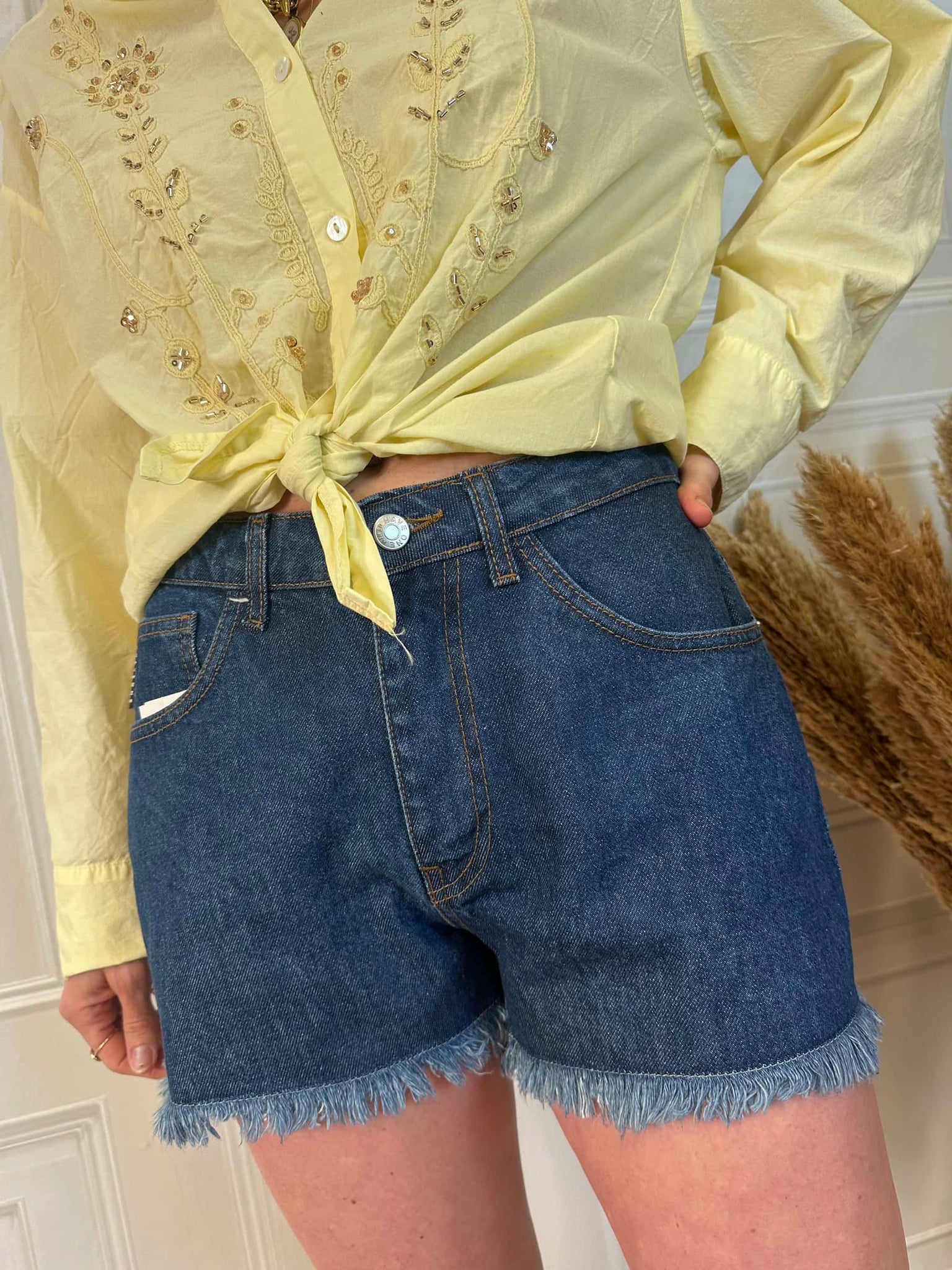 Shorts denim sfrangiato - Haveone