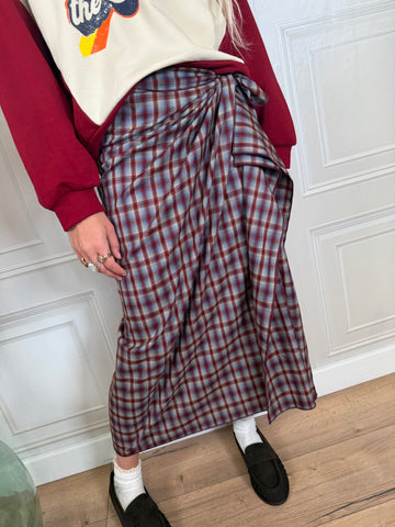 Longuette check bordeaux e celeste - Haveone