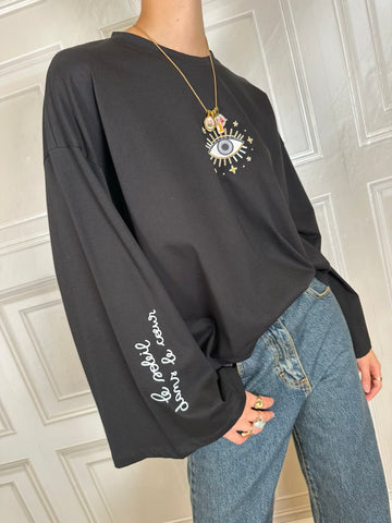 T-shirt manica ampia nero Occhio - Vicolo