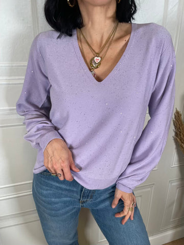 Maglia scollo V micro paillettes - Kontatto
