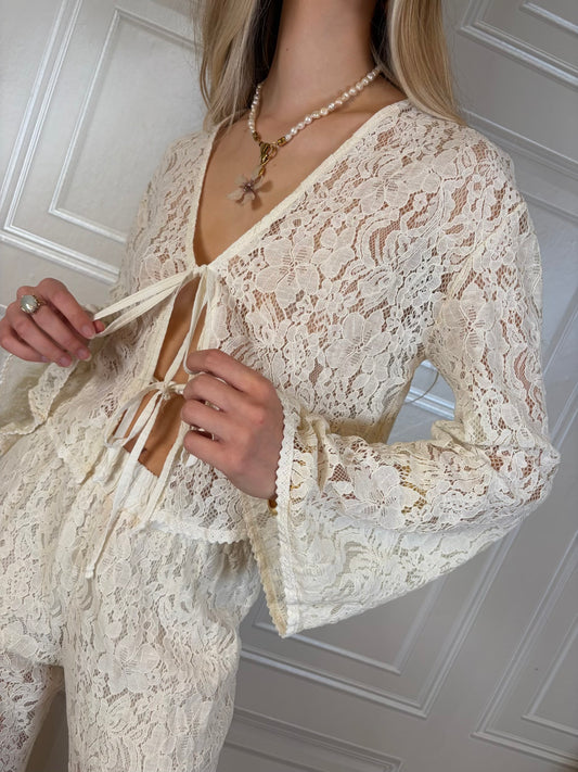 Camicia pizzo laccetti burro - Kikisix