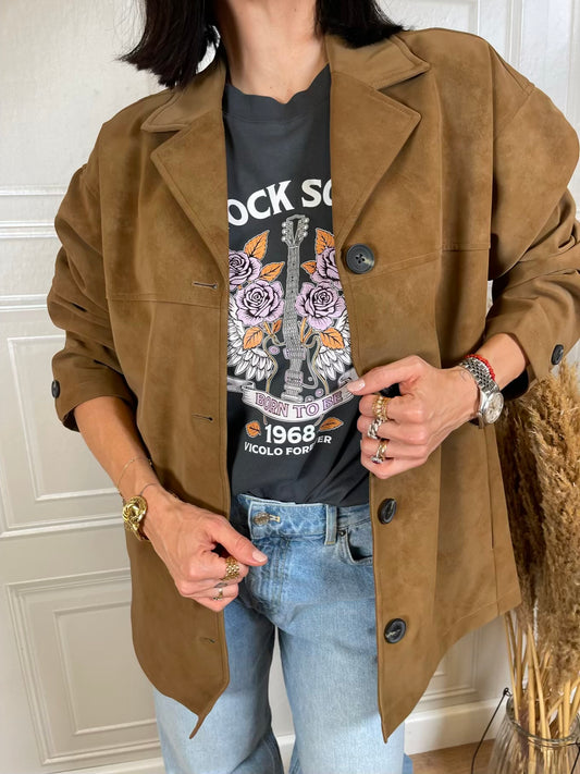 Giacca effetto scamosciato cammello - JJXX