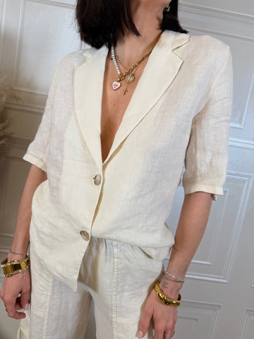 Giacca camicia burro in 100% lino - HaveOne