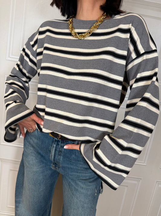 T-shirt Niky righe campana grigio - Susymix