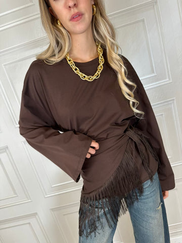 T-shirt manica campana bandana frange moro - HaveOne