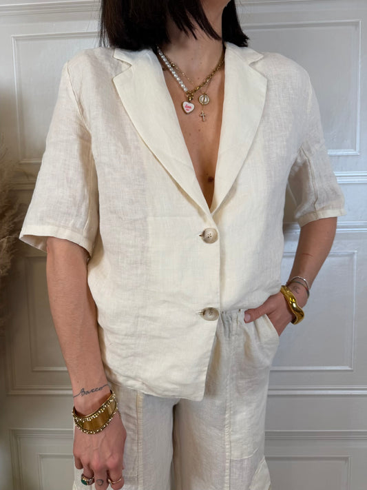 Giacca camicia burro in 100% lino - HaveOne