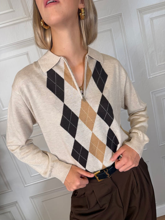 Maglia polo Charlotte losanghe zip - Susymix