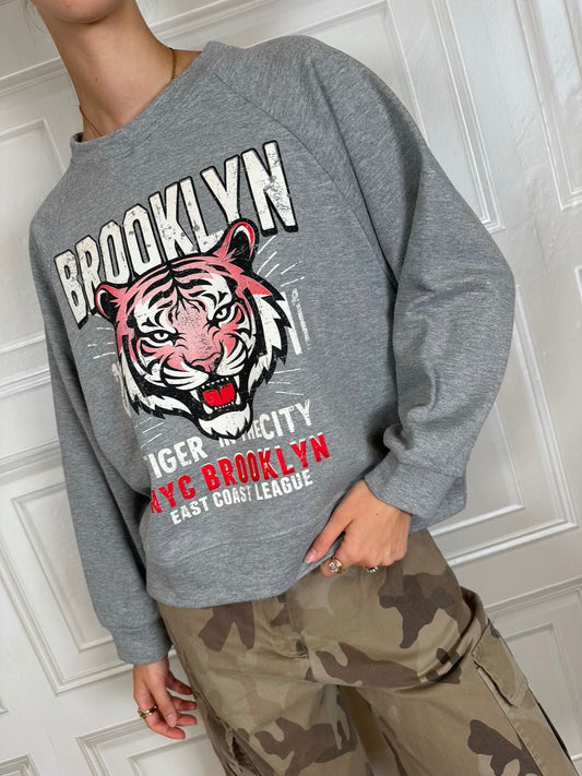Felpa tigre Brooklyn grigio - SusyMix