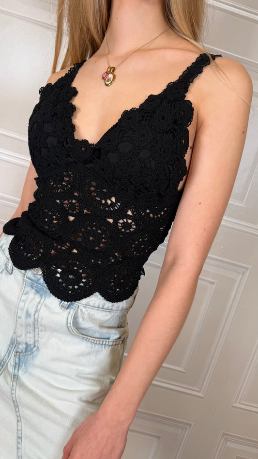 Top crochet nero - Philia loft