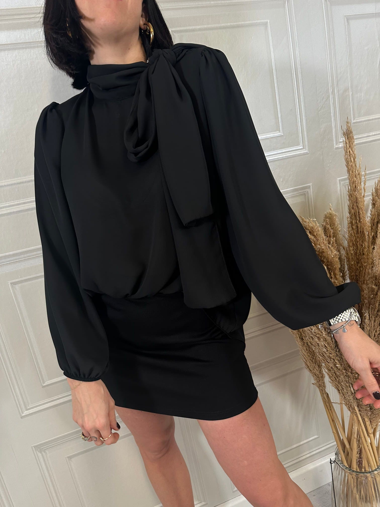 Abito corto camicia fiocco - Vicolo