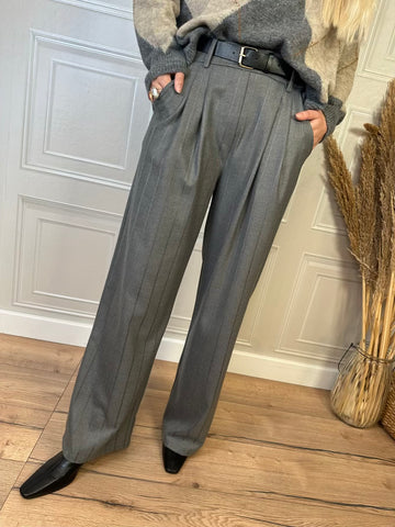 Pantalone gessato cintura - Haveone