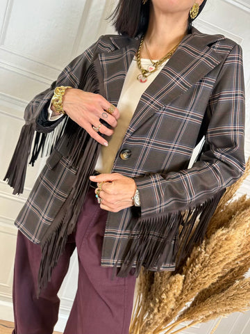 Blazer check con frange - SusyMix