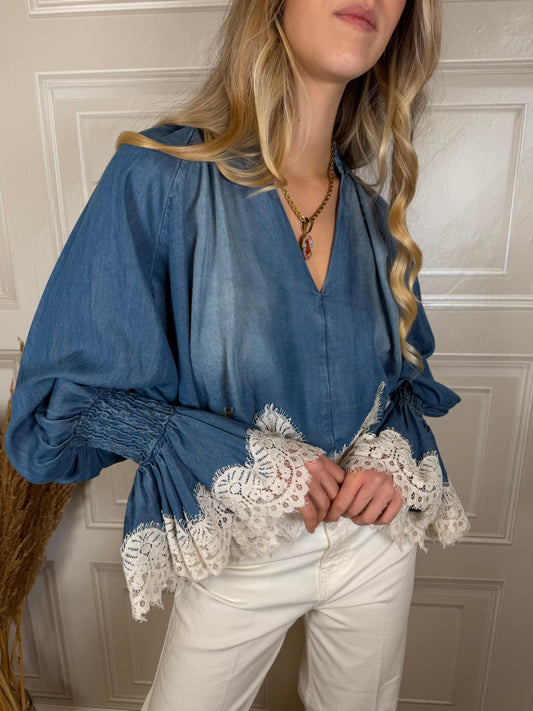 Camicia chambray pizzo - Tensione In